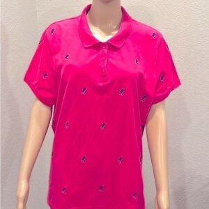 Vibrant Pink Button Down Shirt with Embroidered Details